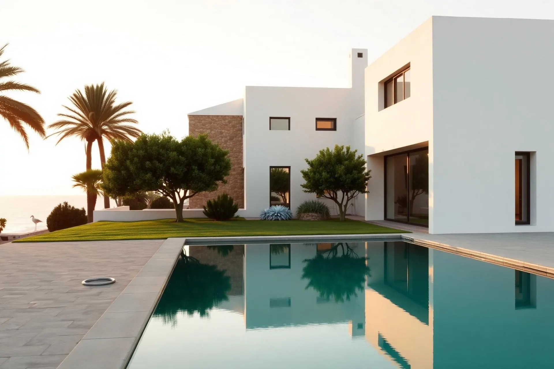 Villa contemporaine à Casablanca au coucher du soleil